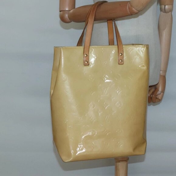 LOUIS VUITTON Monogram Vernis Reade MM Hand Bag Beige M91141 LV Auth 139916 - Picture 1 of 16